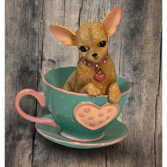 Hamilton Collection Cherished Chihuahuas Dog Just My Cup of Tea Figurine Decor - Picture 1 of 8